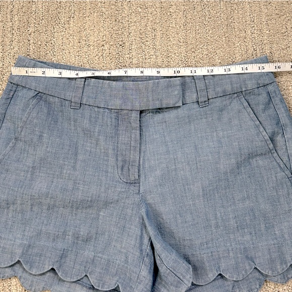J. Crew Chambray Scalloped Hem Blue Shorts. 100% Cotton. Women’s Sz 4. EUC - Picture 9 of 11
